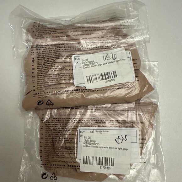 & Other Stories High Waist Briefs Panties in Light Beige Size 6 NWT Bundle X 2 - Picture 4 of 4